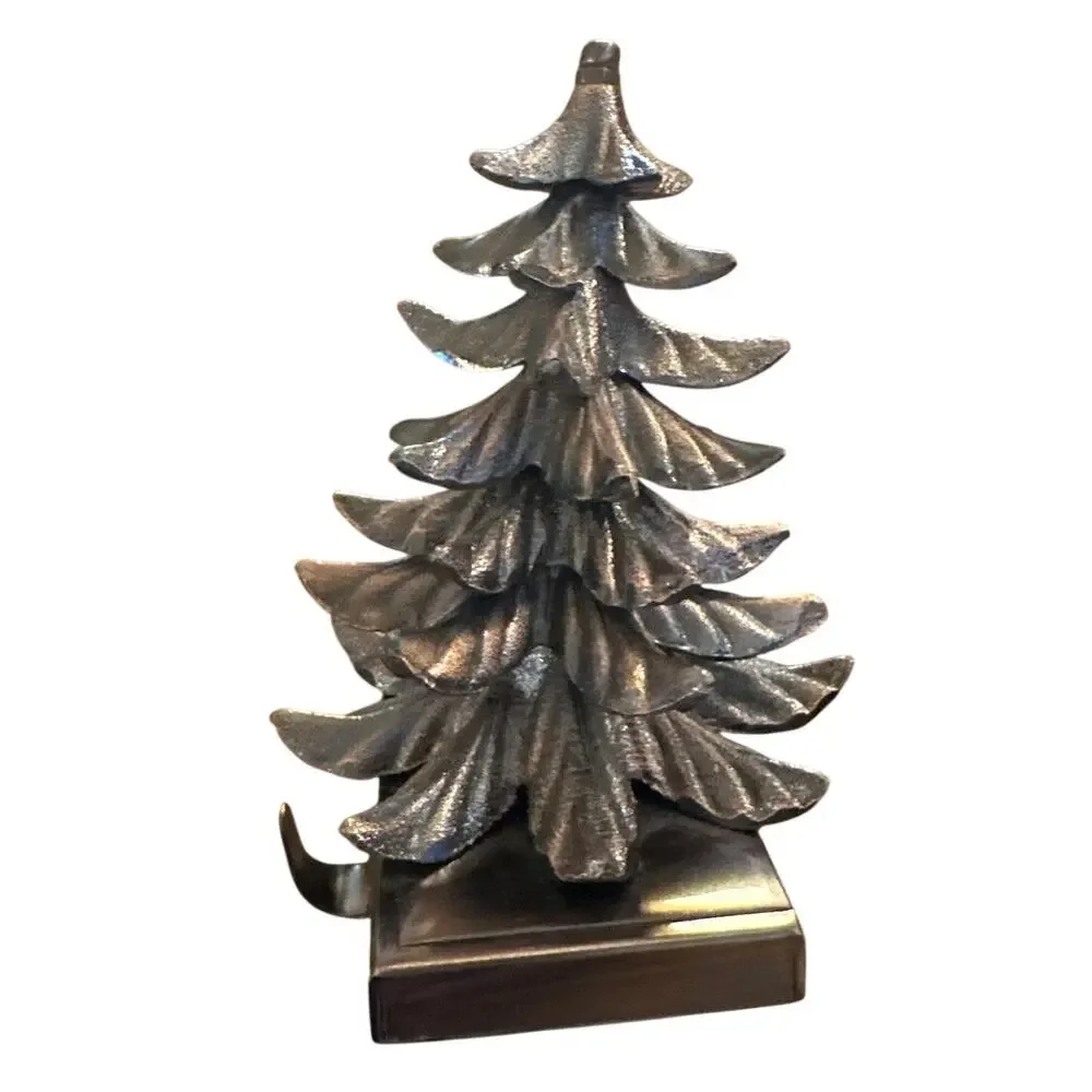 Vintage Stocking Holder Fireplace Hook Mantel Christmas Tree Heavy Metal Bronze